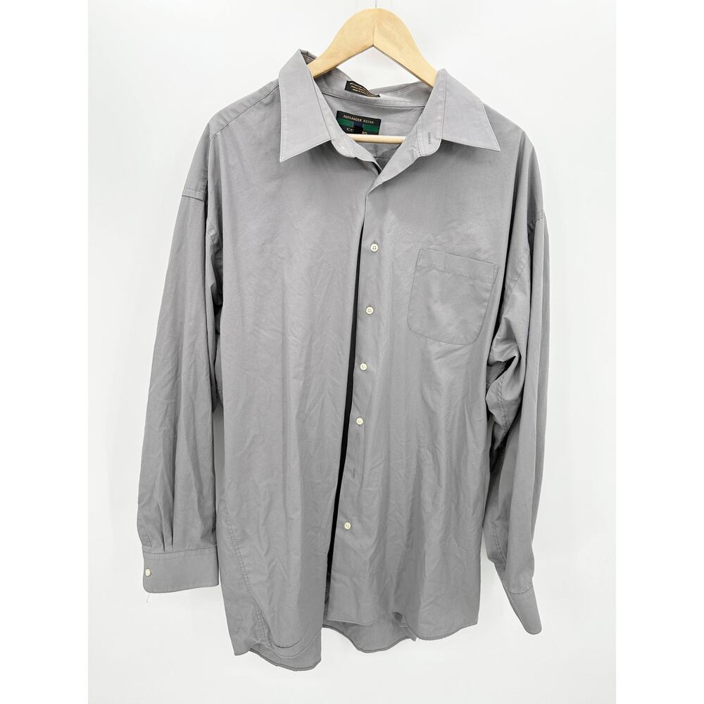 Alexander Julian Colours Grey Single Needle Collared Dress Shirt Men's Size 2XLT